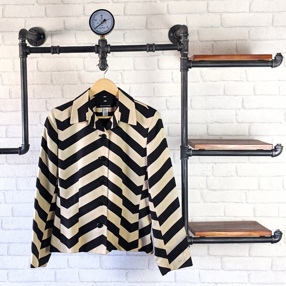 Jones New York Silk Blend Chevron Blazer Jack